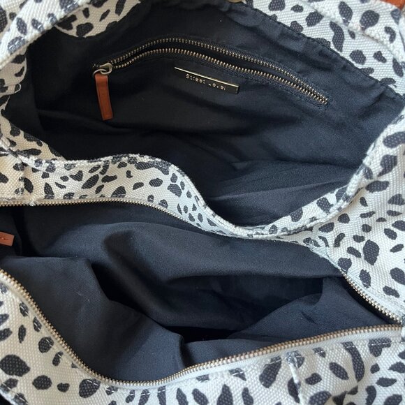 Street Level Canvas Leopard Tote In Ivory - Picture 9 of 10